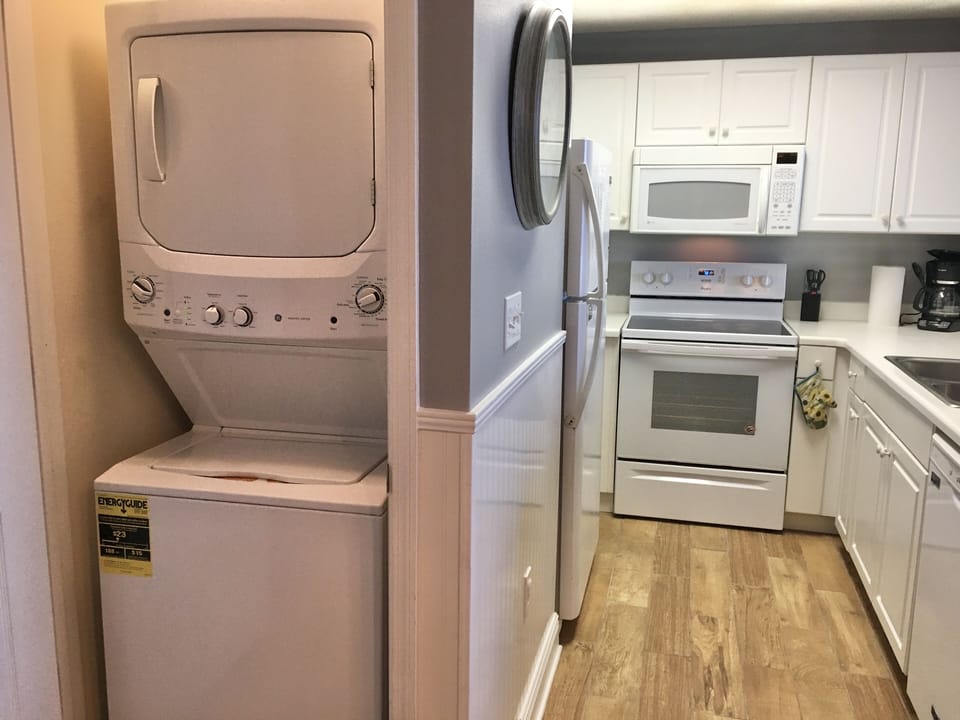 New full size washer and dryer.
