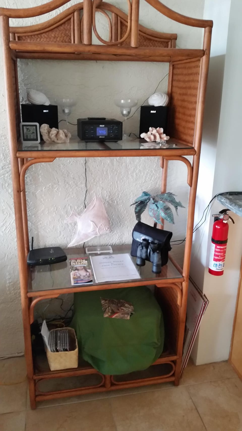 Binoculars, Internet access, Printer, CD Player.
(Fire Ex and Fire Alarms too)