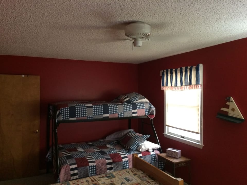 third bedroom - has  pyramid bunk and two twin beds 