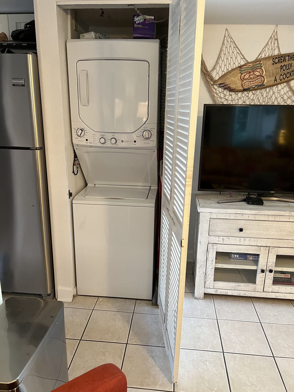 Stack washer/dryer
