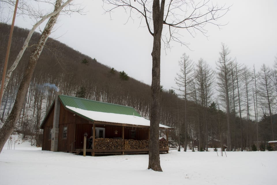 Stay cozy by the wood stove and watch the snow fall!  A perfect winter retreat!