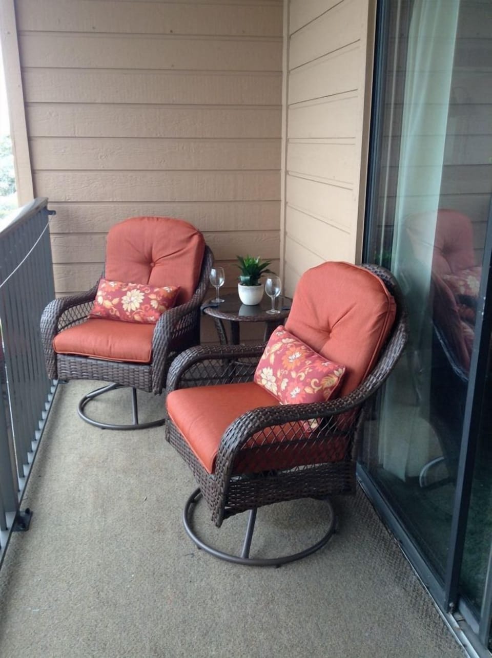Comfortable balcony seating (includes two more chairs not shown)