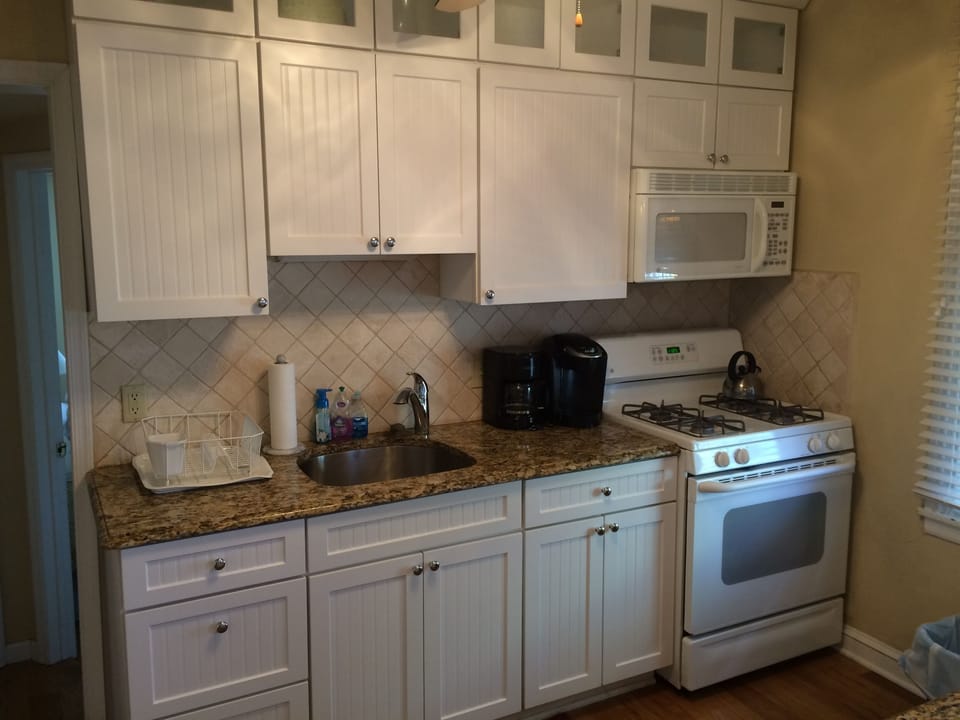 Fully-stocked kitchen.