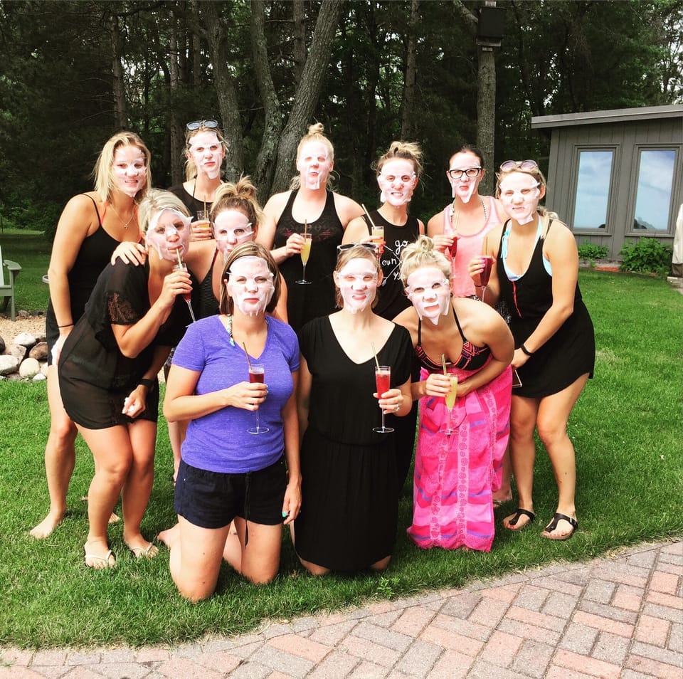 Masks and Mimosas at this bachelorette weekend.