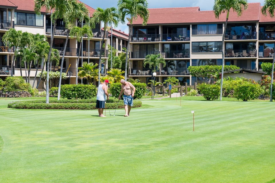 Two putting greens, well-manicured. Old men not included, but usually available 