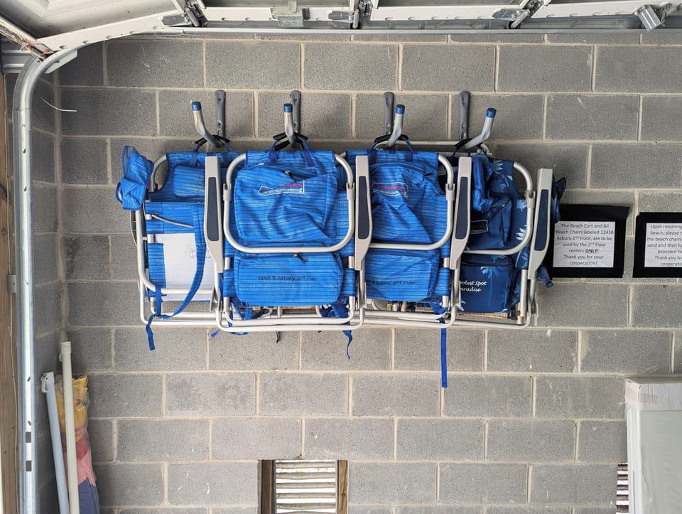 Chairs fold for easy storage.