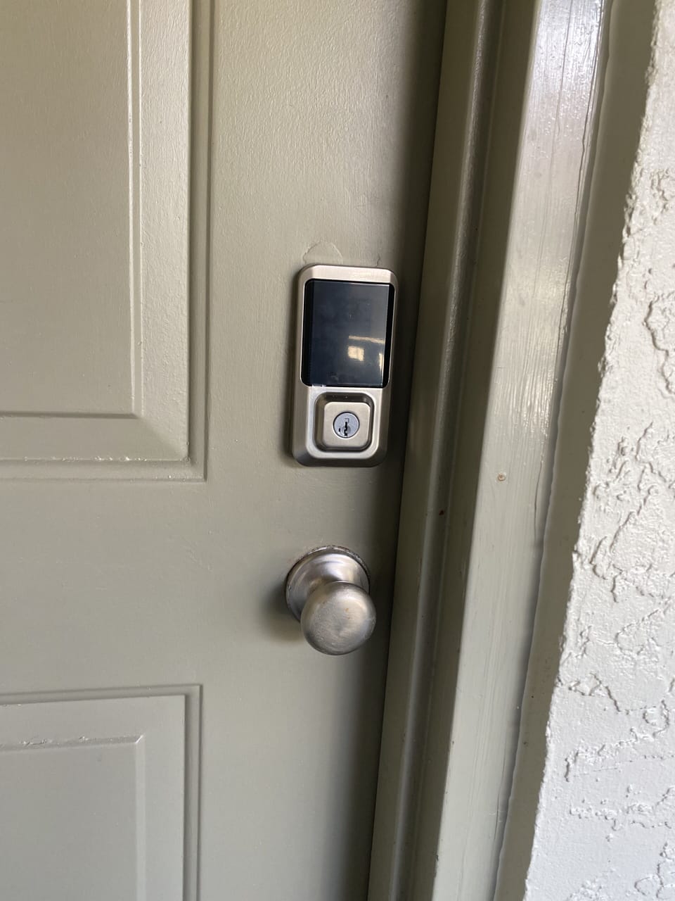 Digital dead bolt lock on front door