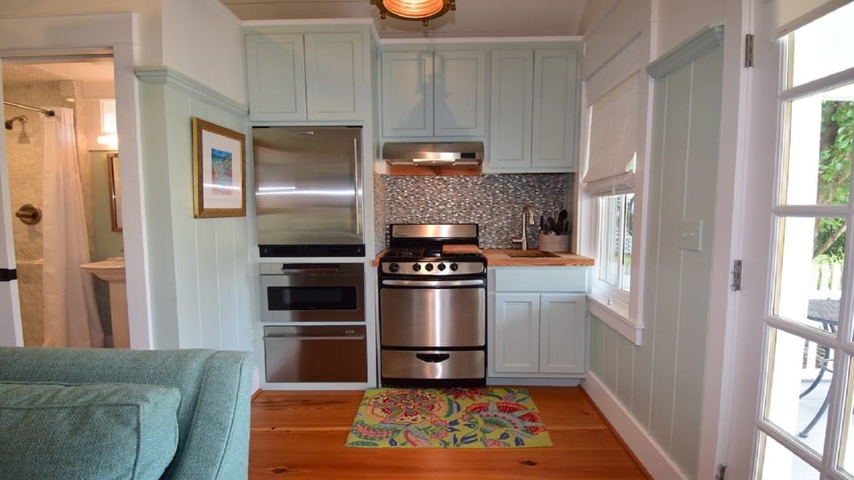 Small kitchenette for minimal cooking.  
