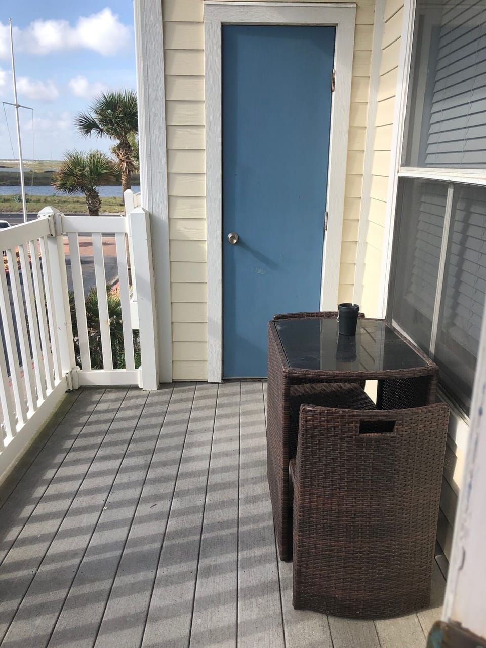 Balcony seating and closet