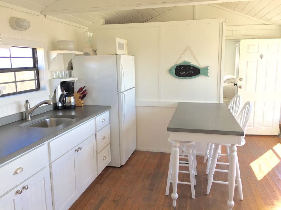 New kitchen.  Poured concrete counters. . 