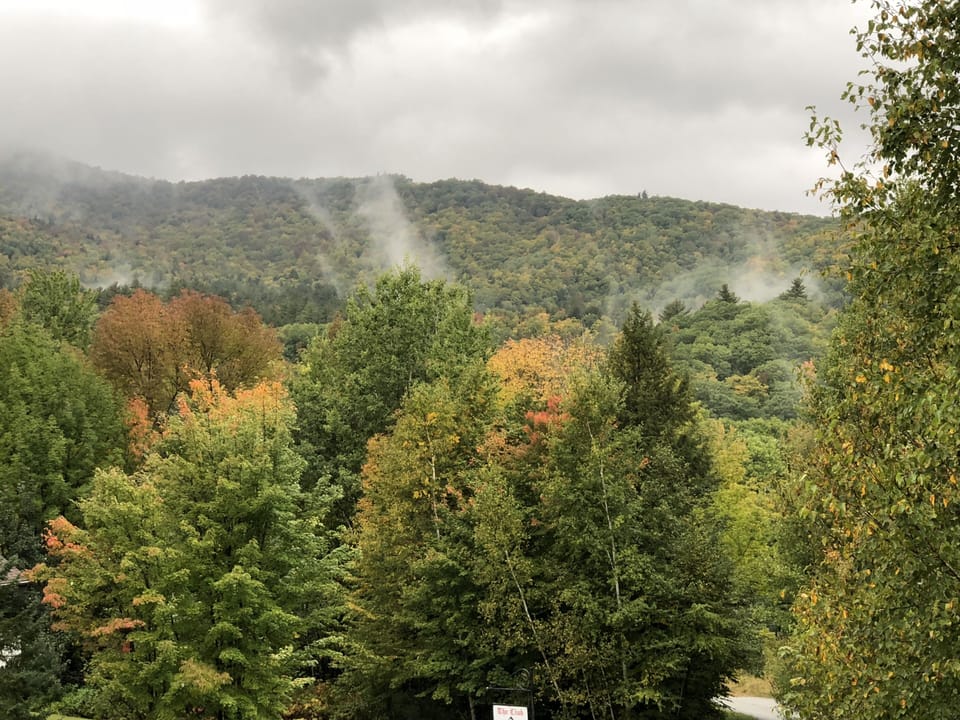 View from upper deck of clouds in the mountains