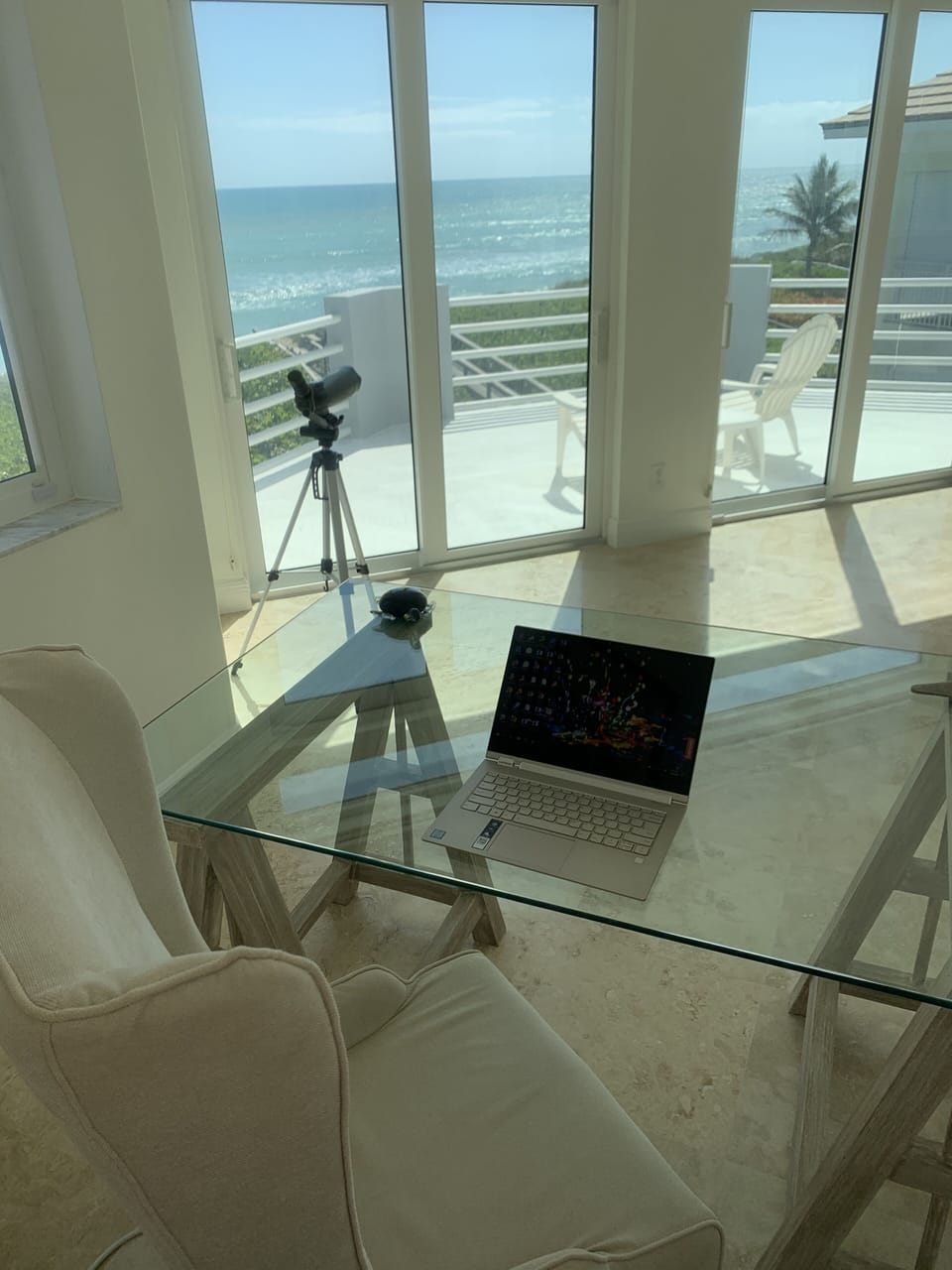 Master desk facing ocean