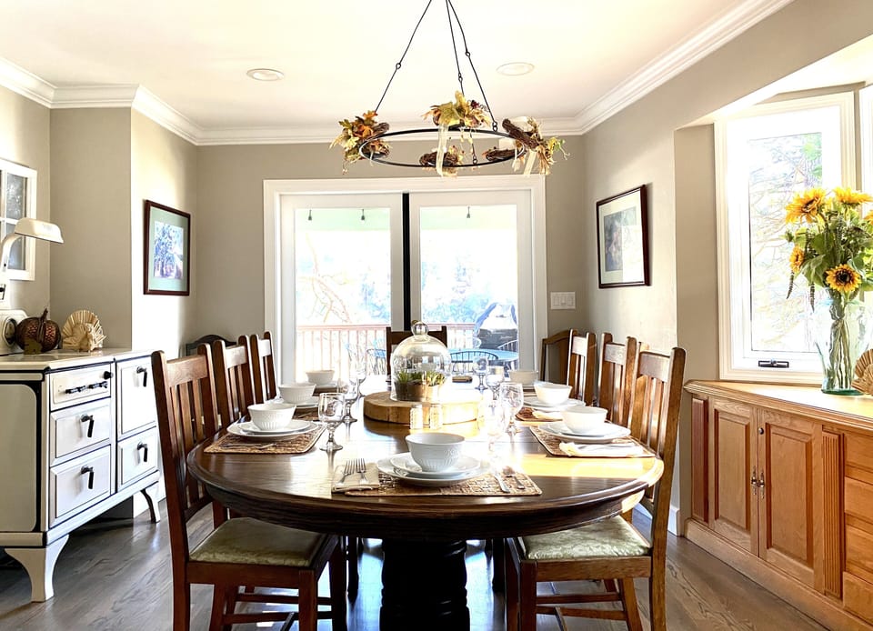 DINING ROOM - Seating for 10 with lake view. Covered patio table for 7 outside.