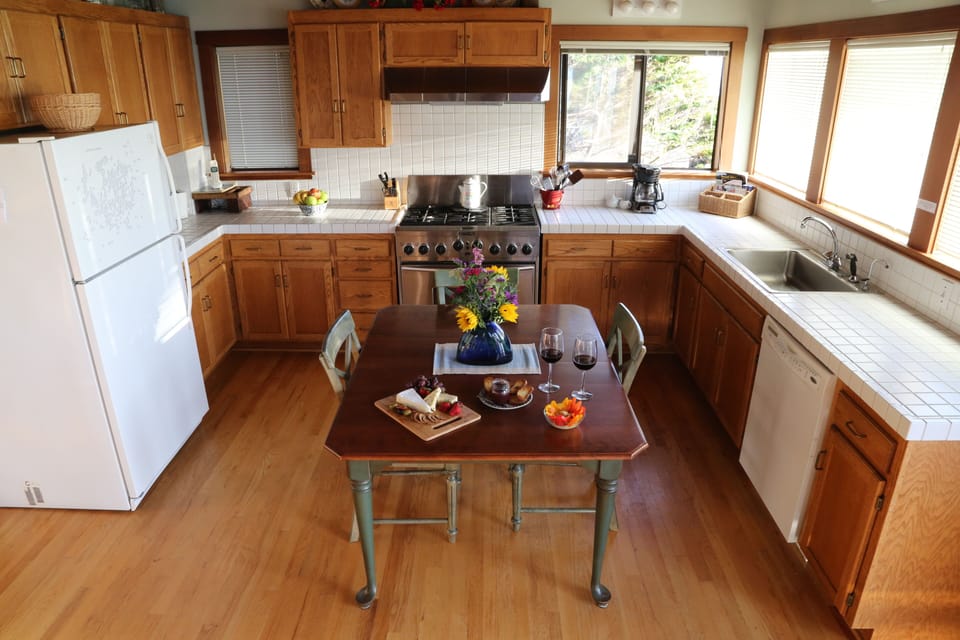 Cook a meal while enjoying the Pacific Ocean views from the wrap-around windows!