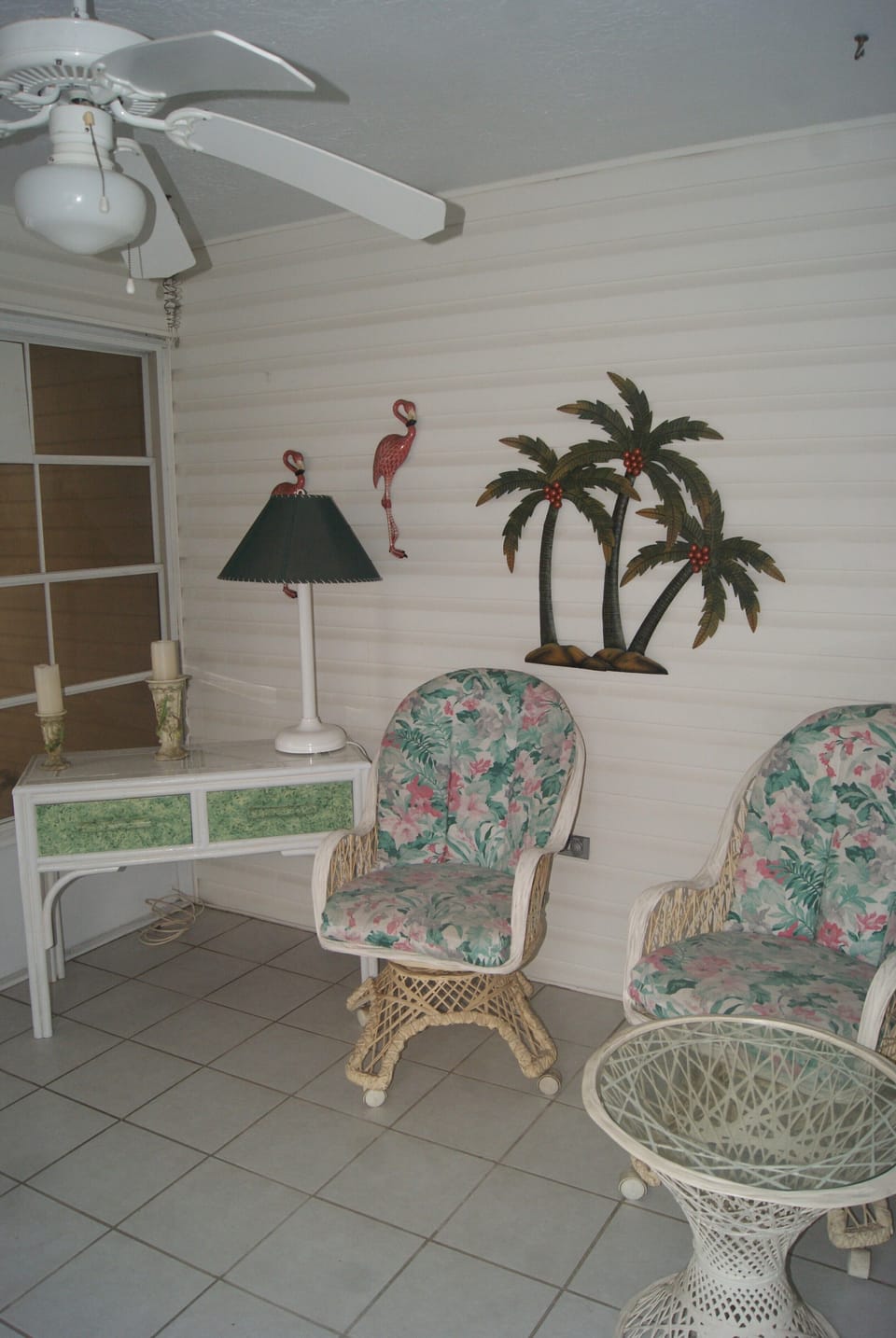 Screened in front porch with tinted rain shades