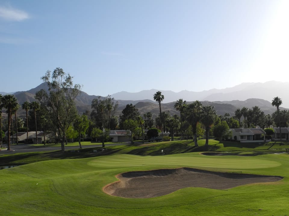 View from back patio across the 14th green and toward the San Jacinto mountains.