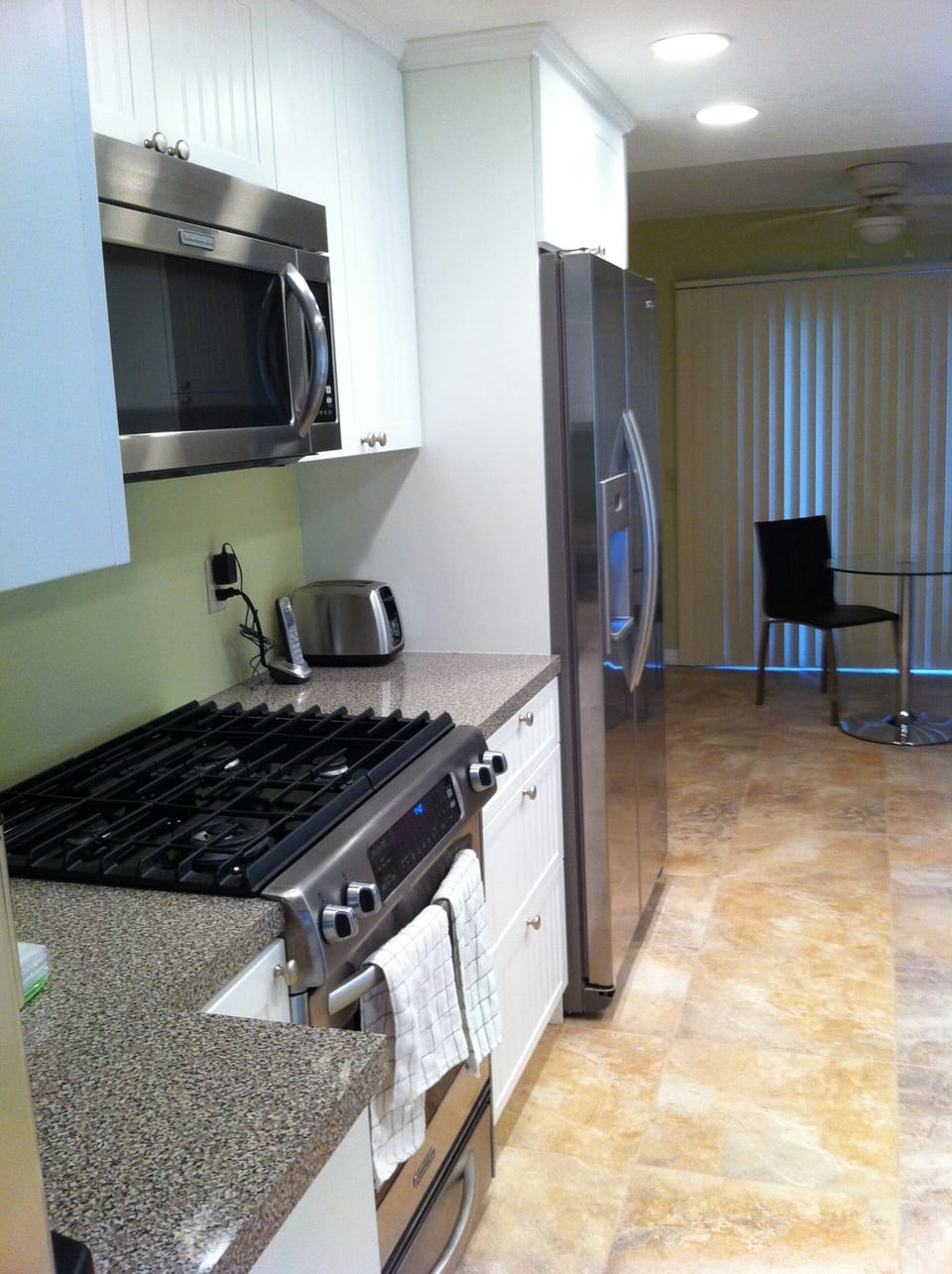 View from dining room into kitchen.