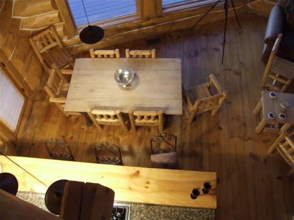 View of the dining room from the loft.