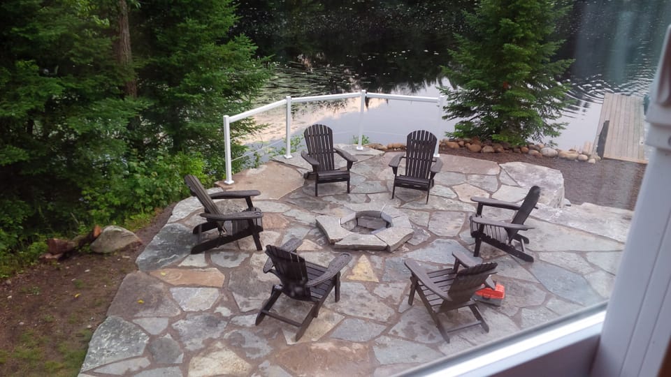 Flagstone patio and fire pit