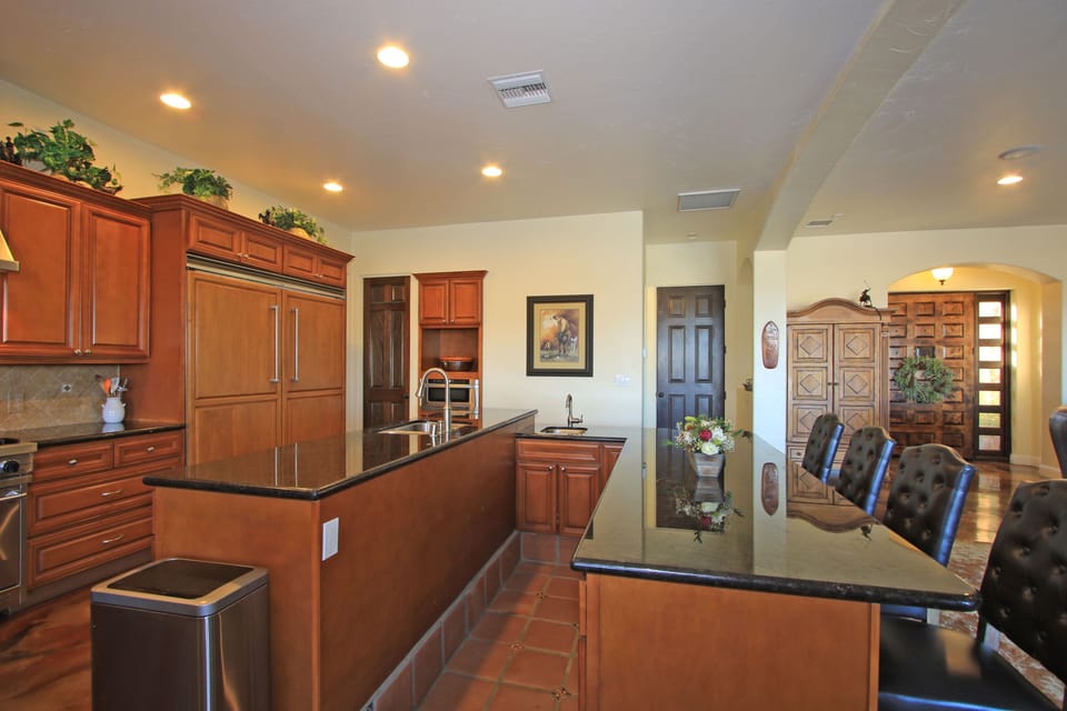 kitchen and sunken bar