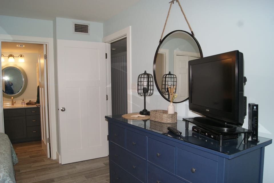 Bedroom dresser offers generous storage.