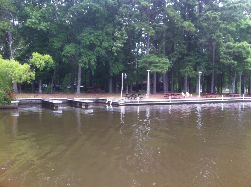View looking from the water. Our property of often mistaken for a public park. 