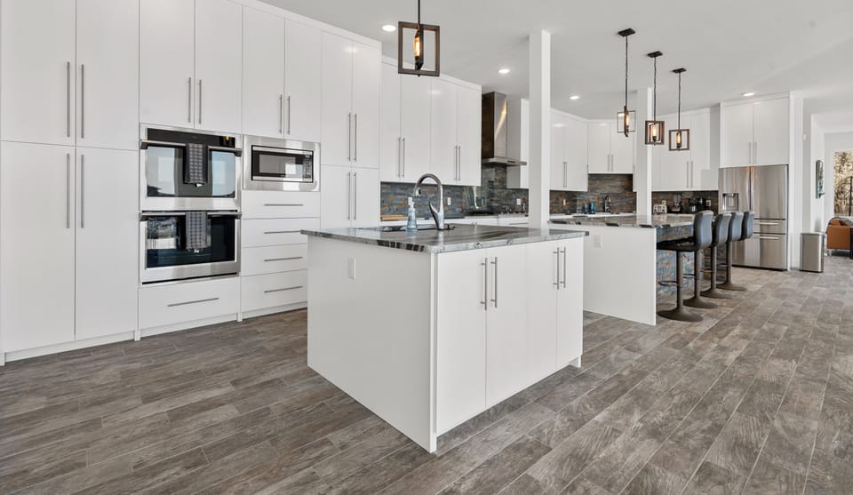 View of the spacious gourmet kitchen
