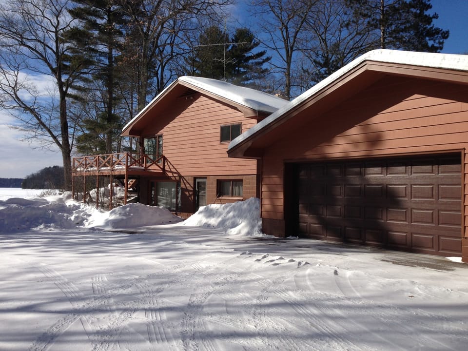 Lower level parking for boat trailers, snowmobiles, cars.