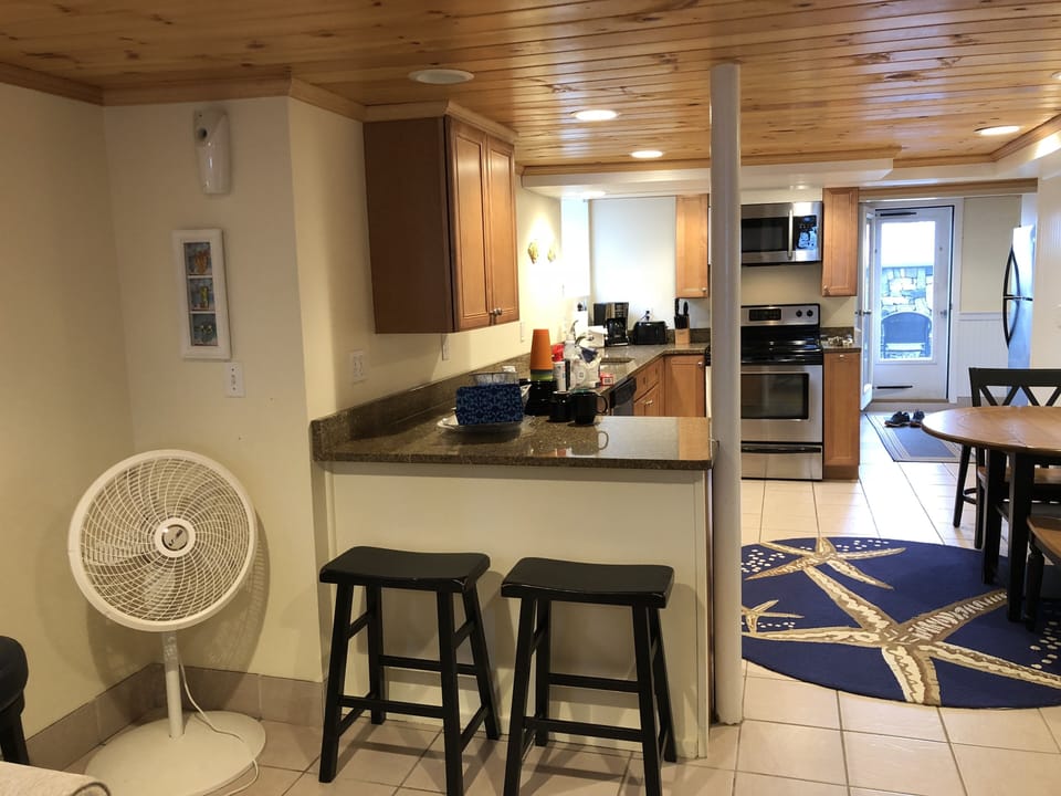 View from family room to kitchen