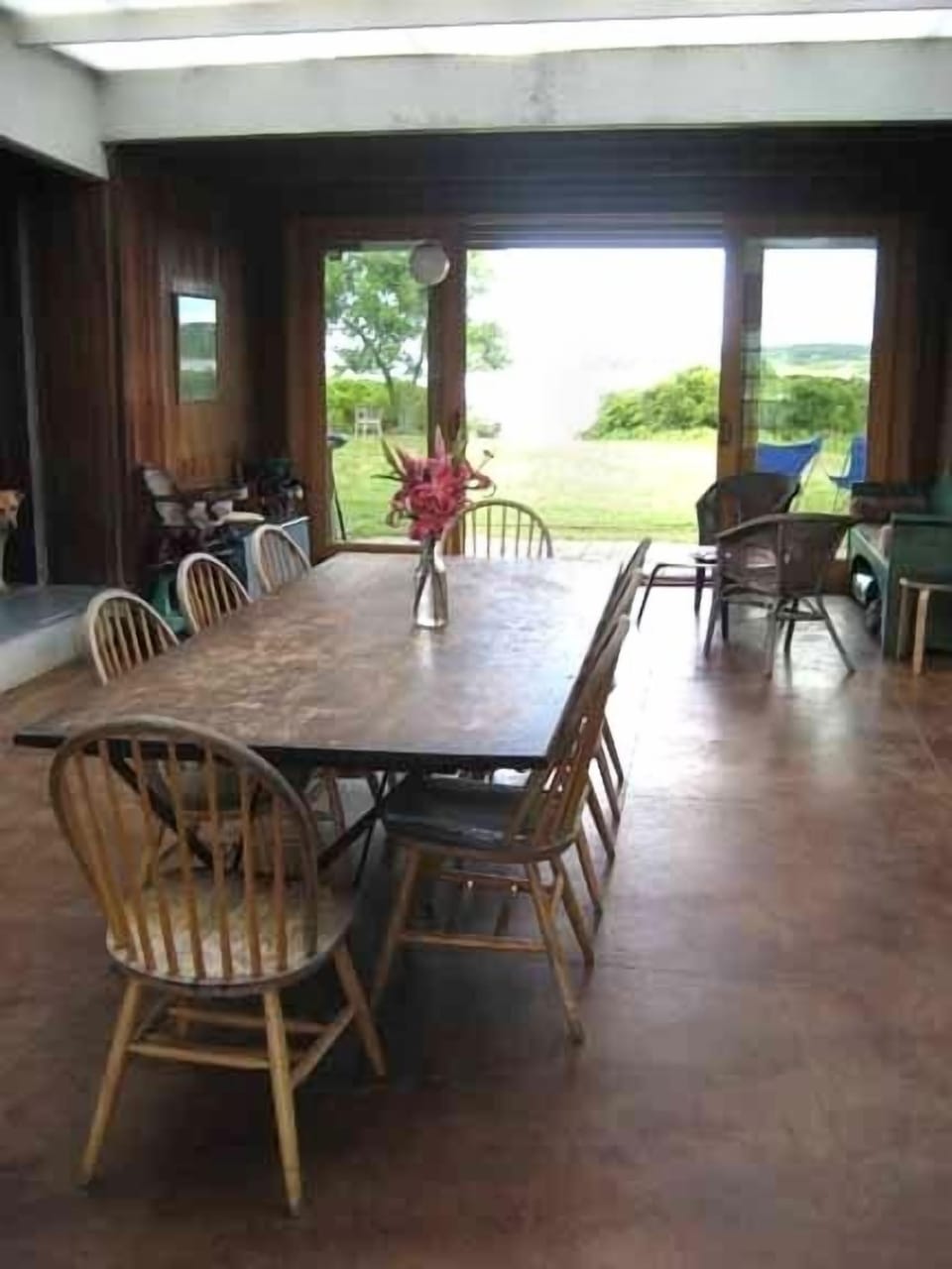 From the front door, the dining table and through to the outside