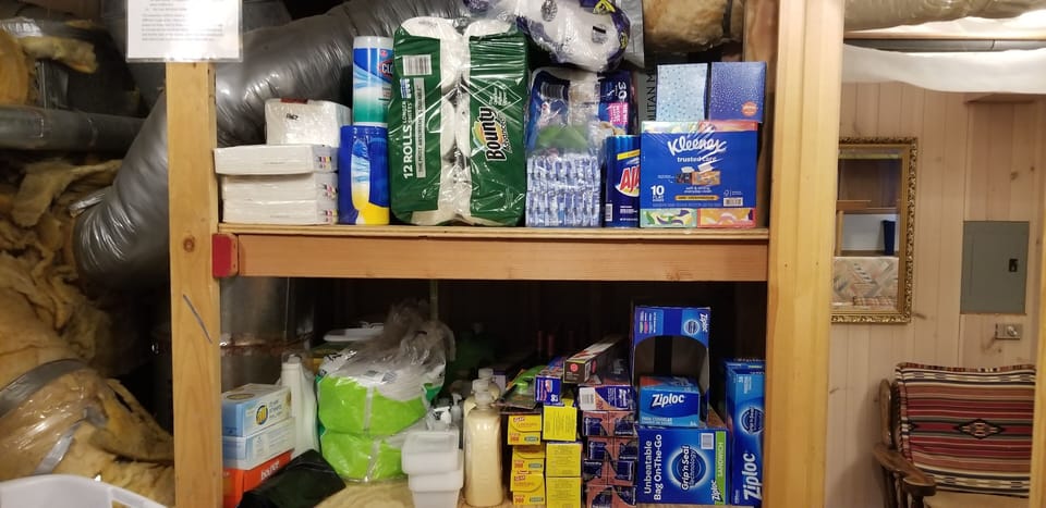 You can replenish many supplies as they run out from the playroom's store room.
