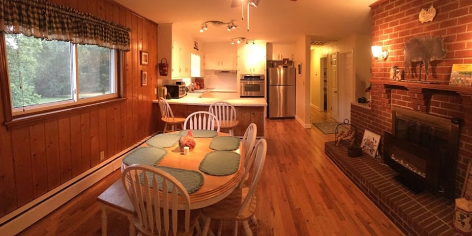 Dining room view into the kitchen