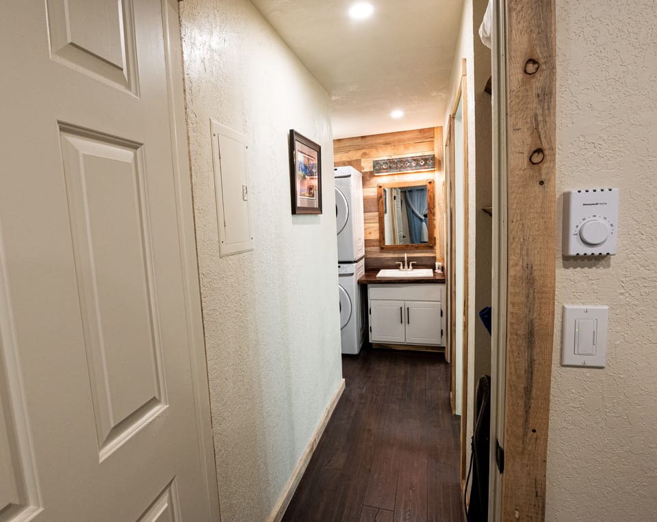 The hallway from the second bedroom. 