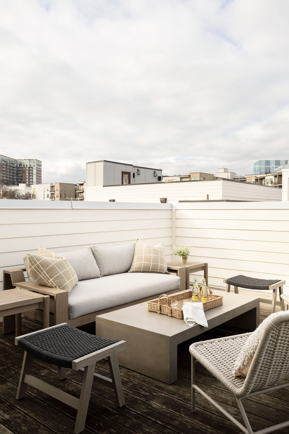 comfortable lounge seating on rooftop deck