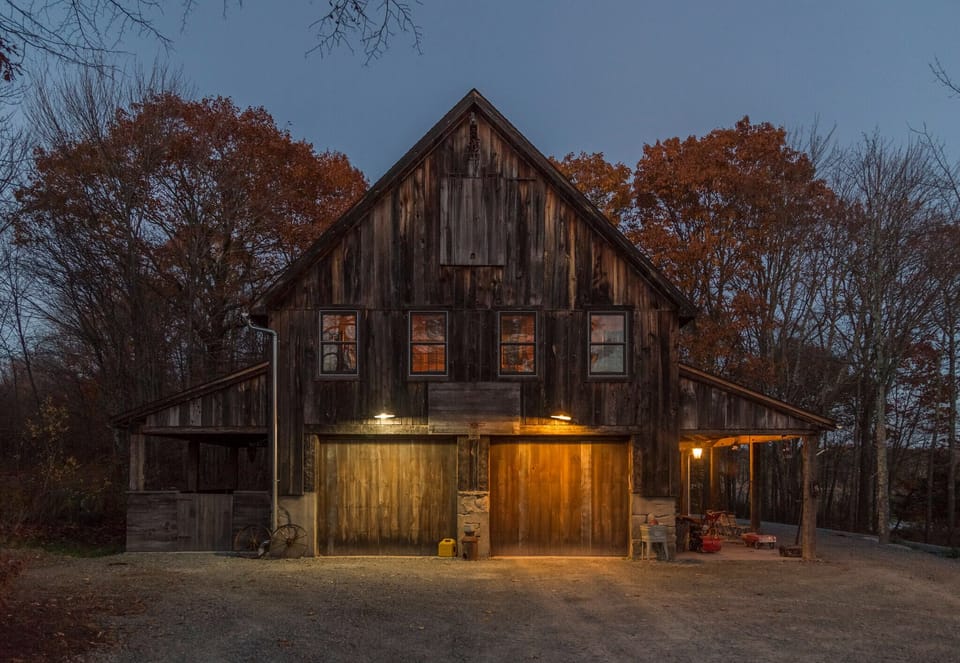 Barn and basketball net 