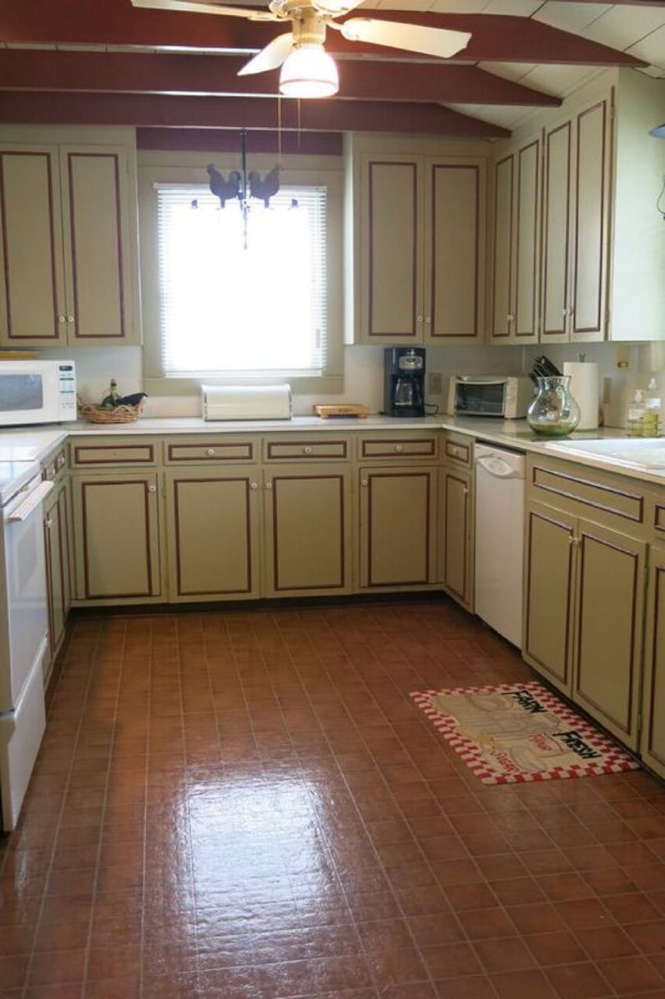 Fully-stocked country kitchen.