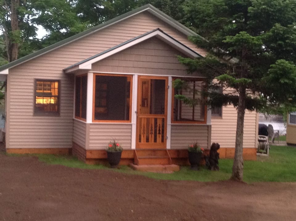 screened porch with mountain view