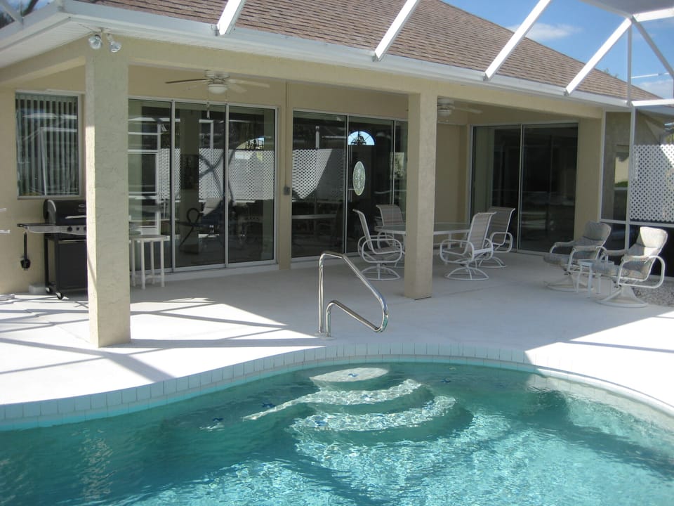 Swim in the heated pool or get some shade