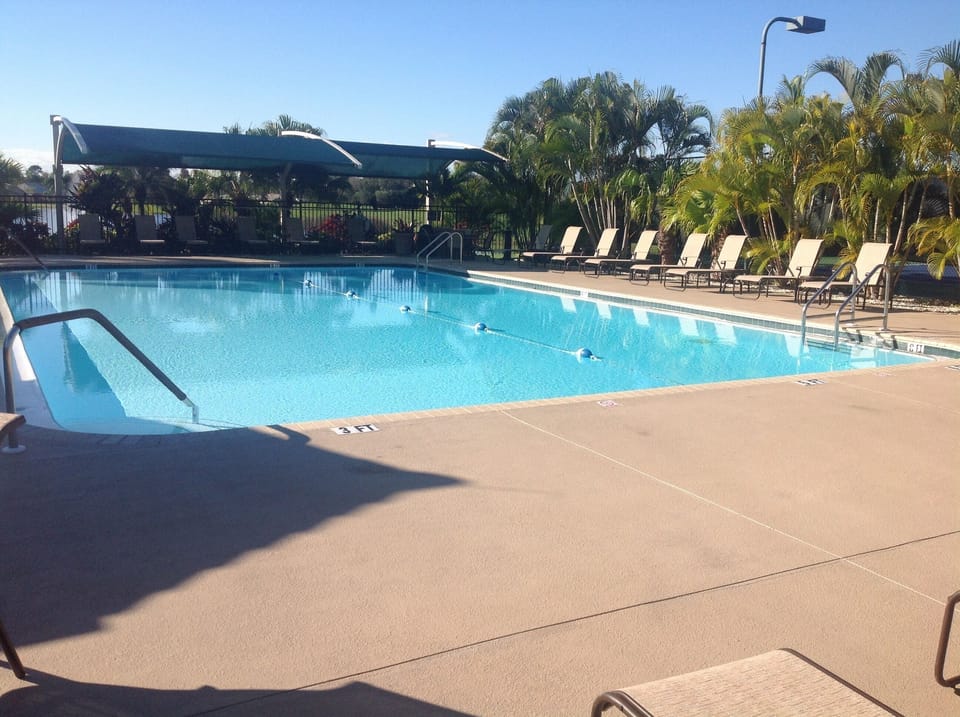 Large heated community swimming pool at the Club.