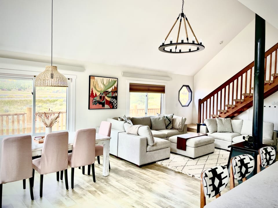 Living and Dining rooms viewed from the corner of the kitchen.