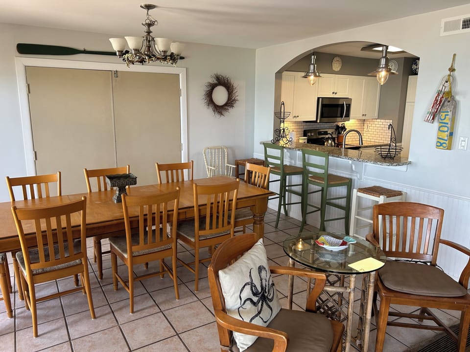 Lots of dining space 

