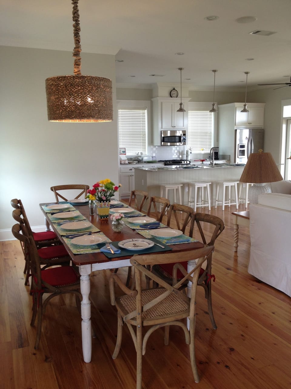 Dining is simple, either indoors or out. 