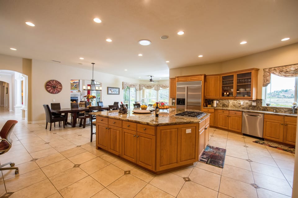 The kitchen is massive. The center island is bigger than a king size bed. 