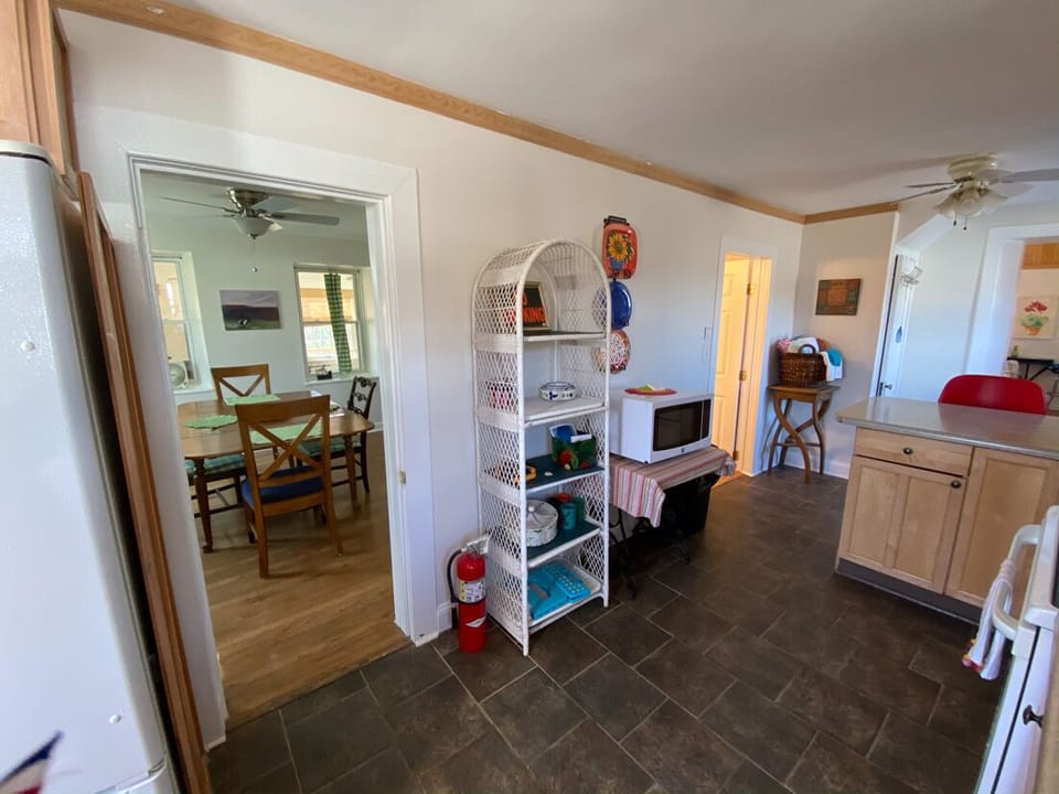 Kitchen view into the dining room. 
