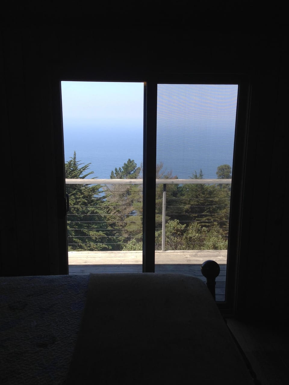 Ocean view from upstairs bedroom sliding door.
