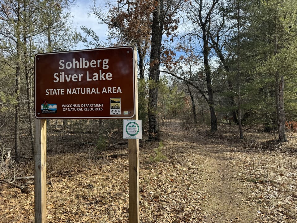 A short walk to the Sohlberg Silver Lake State Natural Area.