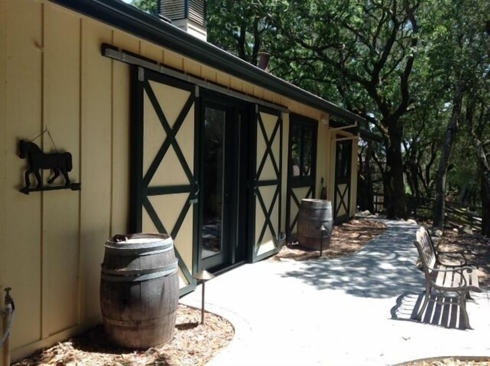 The front door of Alder Mews retains the old barn ambiance