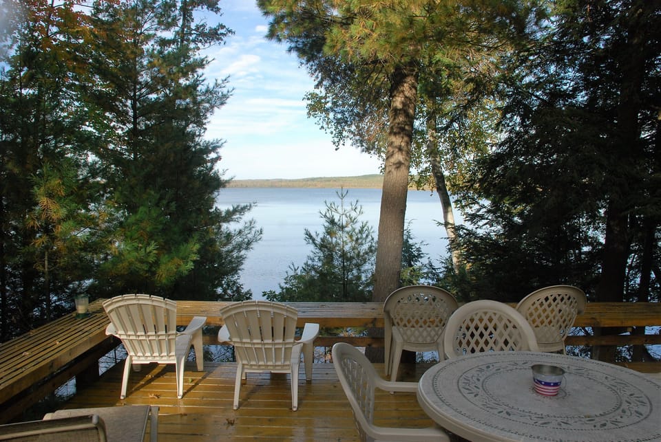 Looking North at the view of Little Platte Lake -from Morningside Cottage's Deck