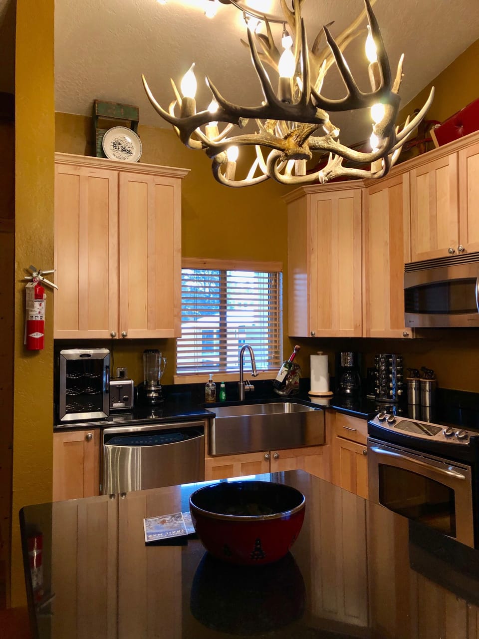 Kitchen with all updated  stainless steel appliances and wine cooler.