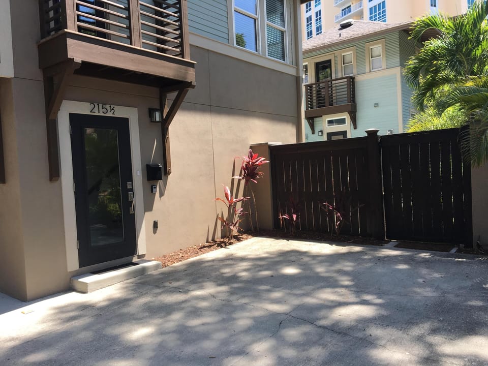 Entrance and parking spot